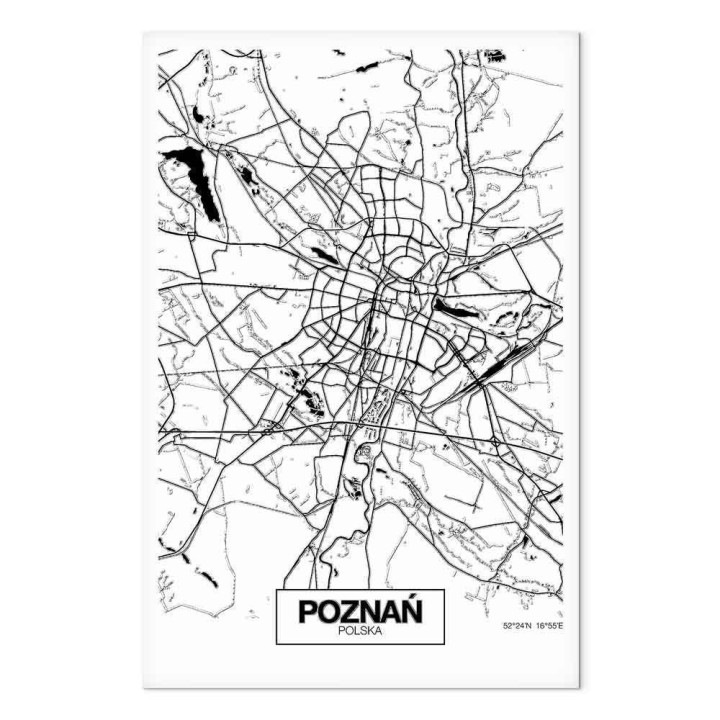 Obraz - Mapa miasta: Poznań (1-częściowy) pionowy