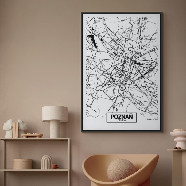 Obraz - Mapa miasta: Poznań (1-częściowy) pionowy