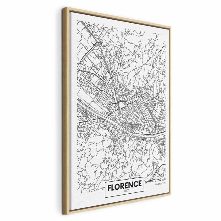 Obraz - Mapa Florencji (1-częściowy) pionowy