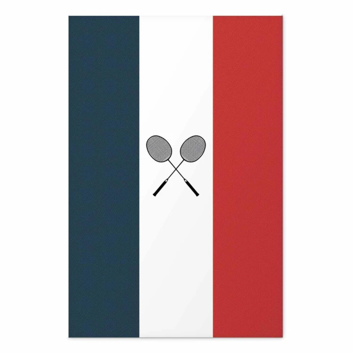 Plakat - Flagi Francji i czarne paletki do badmintona