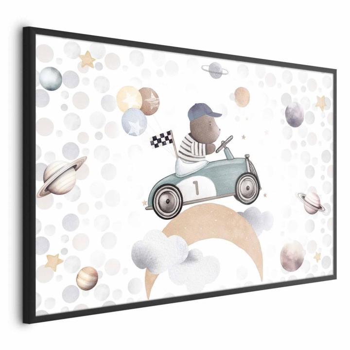 Plakat - Miś w wyścigówce