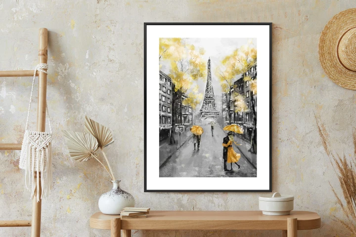 Plakat Uliczki Paryża I Wieża Eiffla - Obraz Olejny