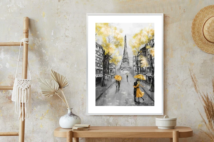 Plakat Uliczki Paryża I Wieża Eiffla - Obraz Olejny