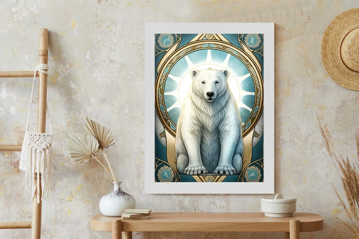 Plakat Ilustracja Fantasy Z Niedźwiedziem Polarnym