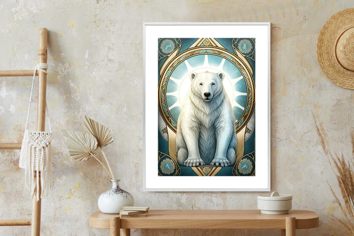 Plakat Ilustracja Fantasy Z Niedźwiedziem Polarnym