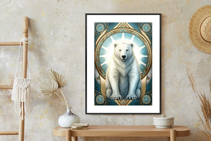 Plakat Ilustracja Fantasy Z Niedźwiedziem Polarnym