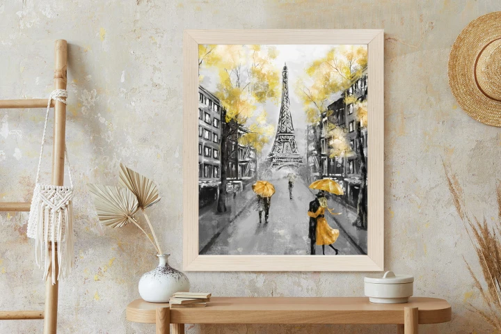 Plakat Uliczki Paryża I Wieża Eiffla - Obraz Olejny