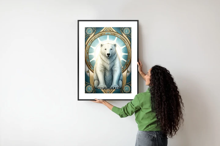 Plakat Ilustracja Fantasy Z Niedźwiedziem Polarnym