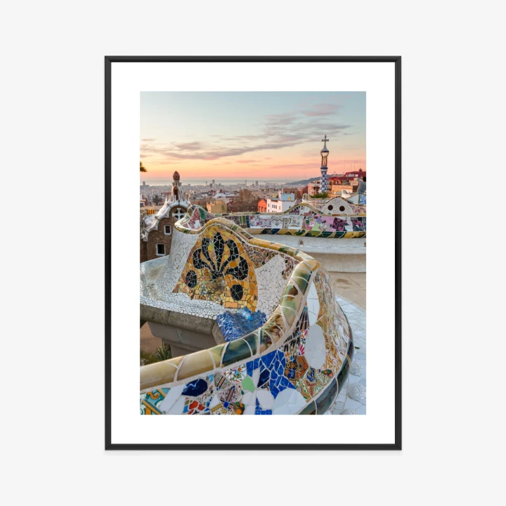 Plakat Wschód Słońca Widziany Z Park Guell W Barcelonie