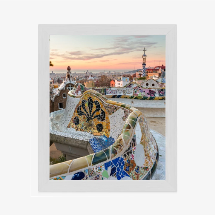 Plakat Wschód Słońca Widziany Z Park Guell W Barcelonie