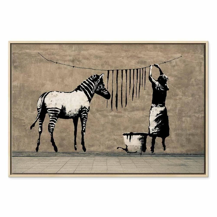 Obraz - Banksy: Pranie zebry na betonie (1-częściowy) szeroki