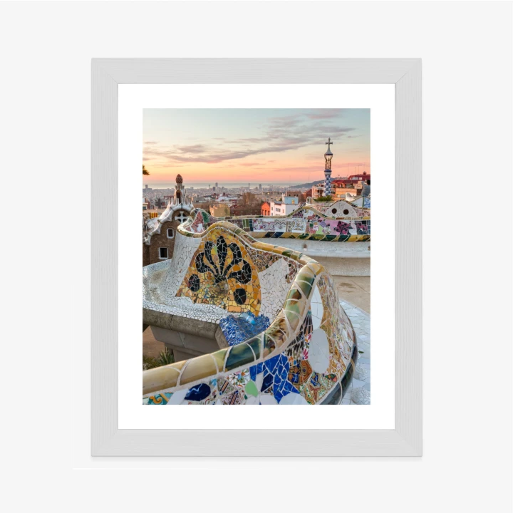 Plakat Wschód Słońca Widziany Z Park Guell W Barcelonie