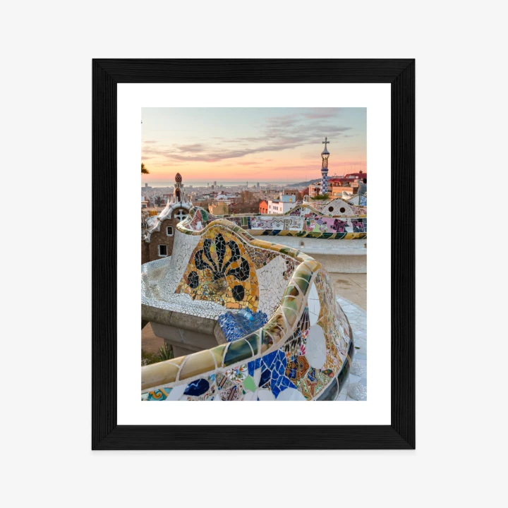 Plakat Wschód Słońca Widziany Z Park Guell W Barcelonie