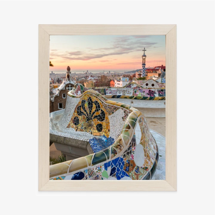 Plakat Wschód Słońca Widziany Z Park Guell W Barcelonie