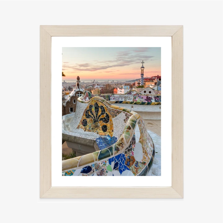 Plakat Wschód Słońca Widziany Z Park Guell W Barcelonie