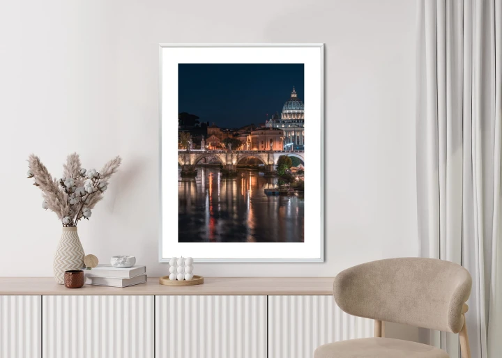 Plakat Tiber Most I Kopuła Watykanu