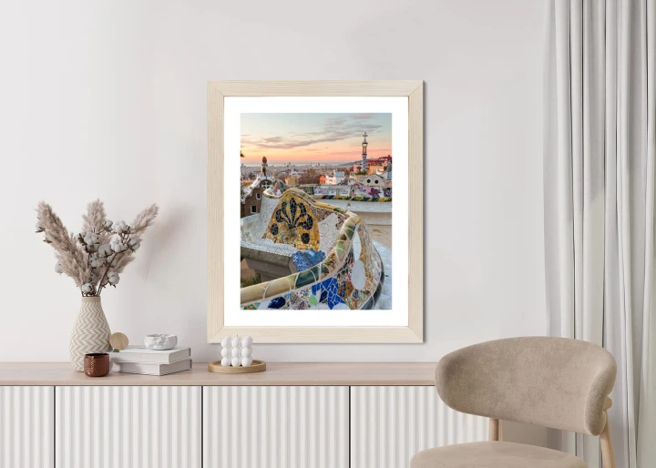 Plakat Wschód Słońca Widziany Z Park Guell W Barcelonie