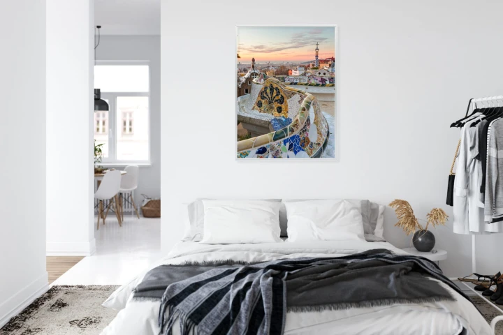 Plakat Wschód Słońca Widziany Z Park Guell W Barcelonie