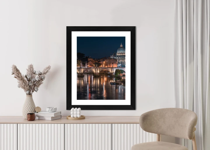 Plakat Tiber Most I Kopuła Watykanu