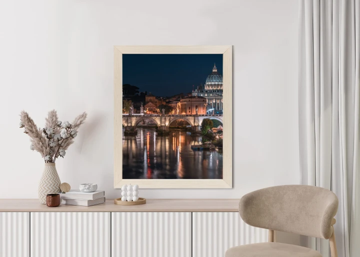 Plakat Tiber Most I Kopuła Watykanu