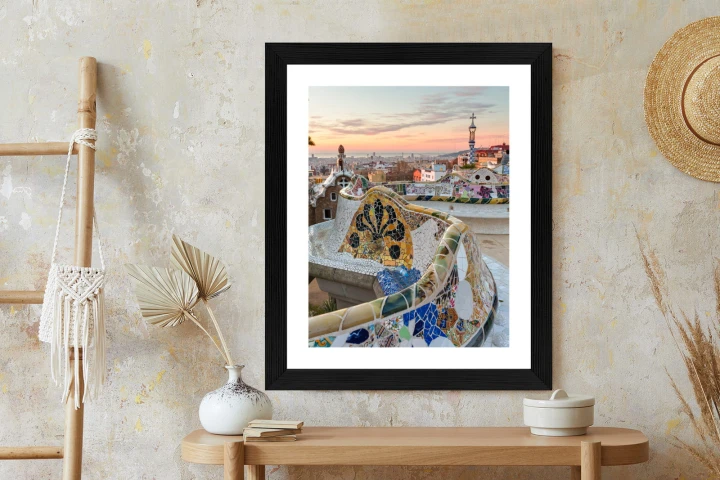 Plakat Wschód Słońca Widziany Z Park Guell W Barcelonie