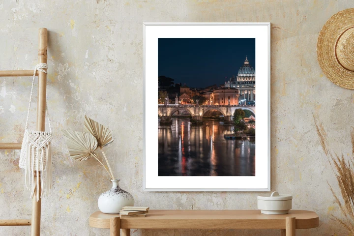 Plakat Tiber Most I Kopuła Watykanu