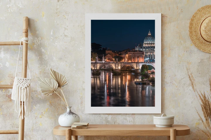 Plakat Tiber Most I Kopuła Watykanu