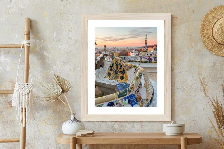 Plakat Wschód Słońca Widziany Z Park Guell W Barcelonie