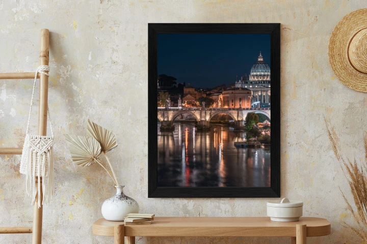 Plakat Tiber Most I Kopuła Watykanu