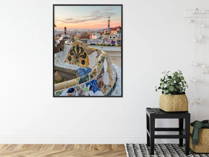 Plakat Wschód Słońca Widziany Z Park Guell W Barcelonie