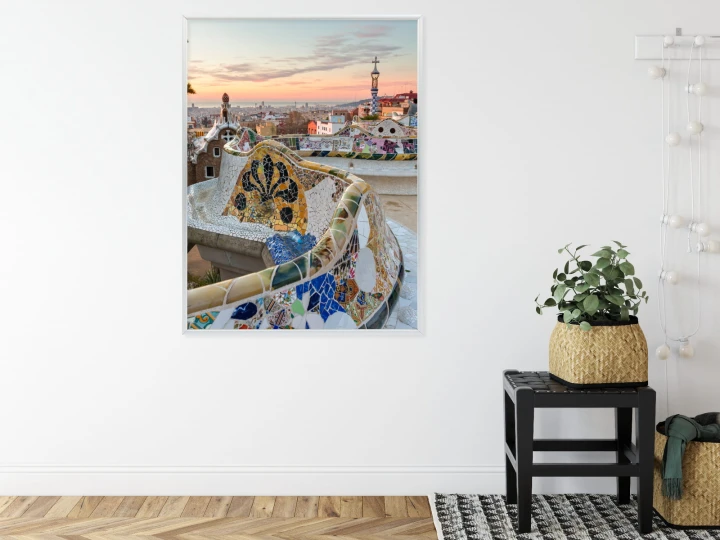 Plakat Wschód Słońca Widziany Z Park Guell W Barcelonie