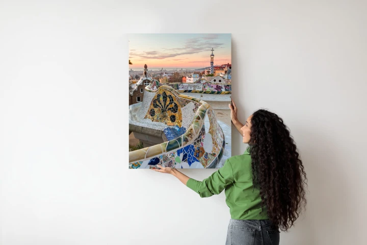 Plakat Wschód Słońca Widziany Z Park Guell W Barcelonie