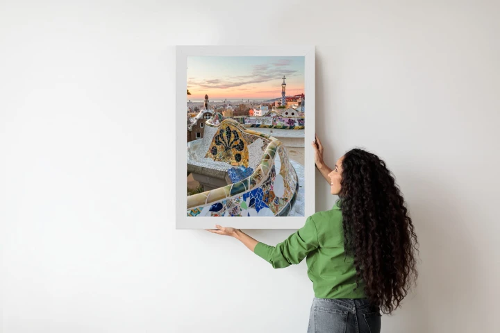 Plakat Wschód Słońca Widziany Z Park Guell W Barcelonie