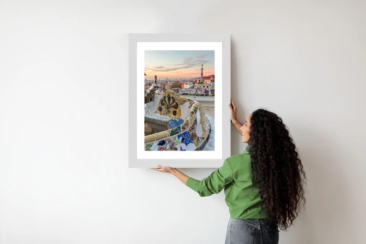 Plakat Wschód Słońca Widziany Z Park Guell W Barcelonie