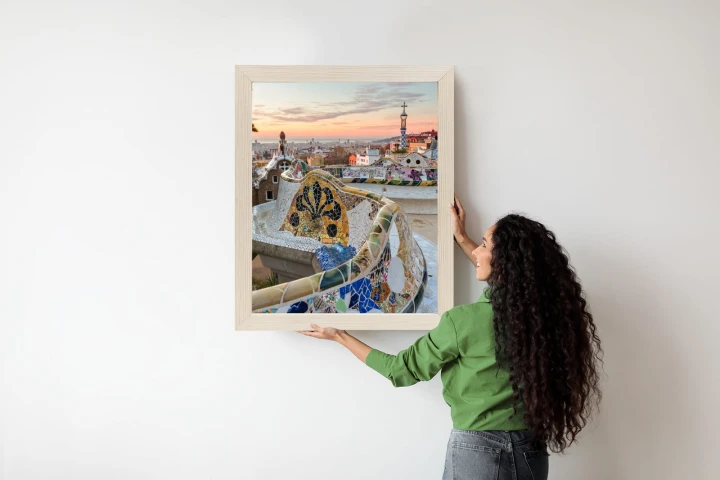 Plakat Wschód Słońca Widziany Z Park Guell W Barcelonie