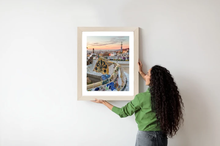 Plakat Wschód Słońca Widziany Z Park Guell W Barcelonie