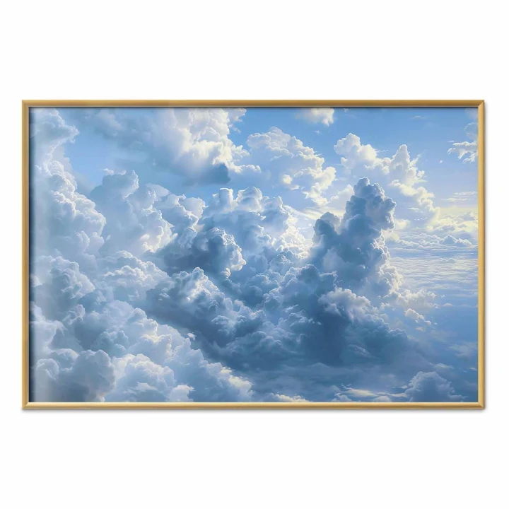 Plakat - Ocean w powietrzu: Falujące chmury odbijające światło poranka