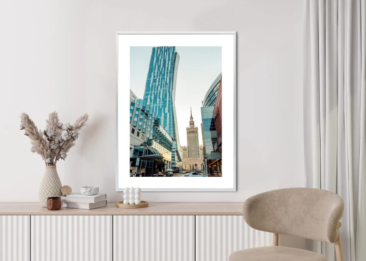 Plakat Widok Na Wieżowce I Pałac Kultury W Warszawie