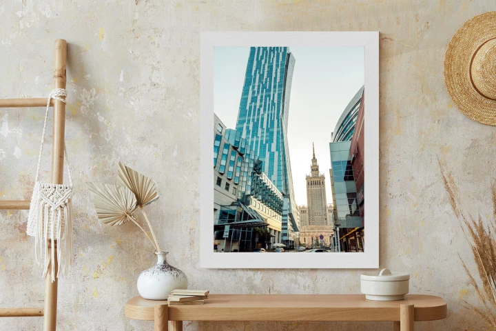 Plakat Widok Na Wieżowce I Pałac Kultury W Warszawie