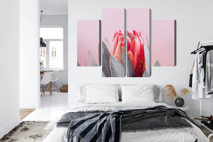 Obraz Wieloczęściowy Kwiat Królewskiej Protei Z Bliska