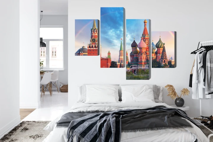 Obraz Wieloczęściowy Panorama Placu Czerwonego Z Kremlem I Soborem Wasyla Błogosławionego