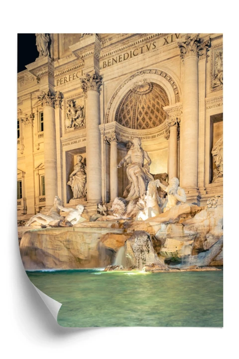 Plakat Fontanna Di Trevi W Rzymie Nocą