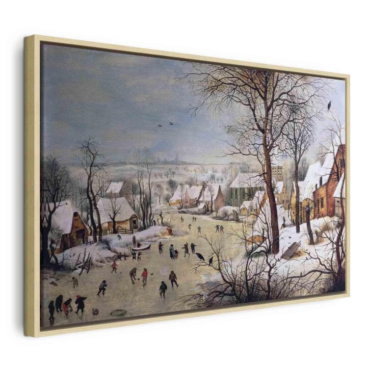 Obraz - Pieter Bruegel (starszy) – Zimowy pejzaż z łyżwiarzami i pułapką na ptaki