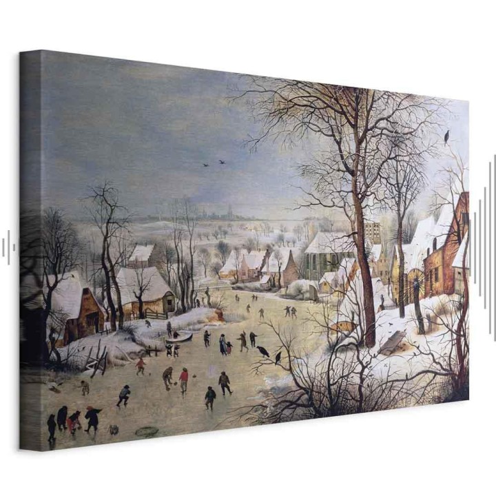 Obraz - Pieter Bruegel (starszy) – Zimowy pejzaż z łyżwiarzami i pułapką na ptaki