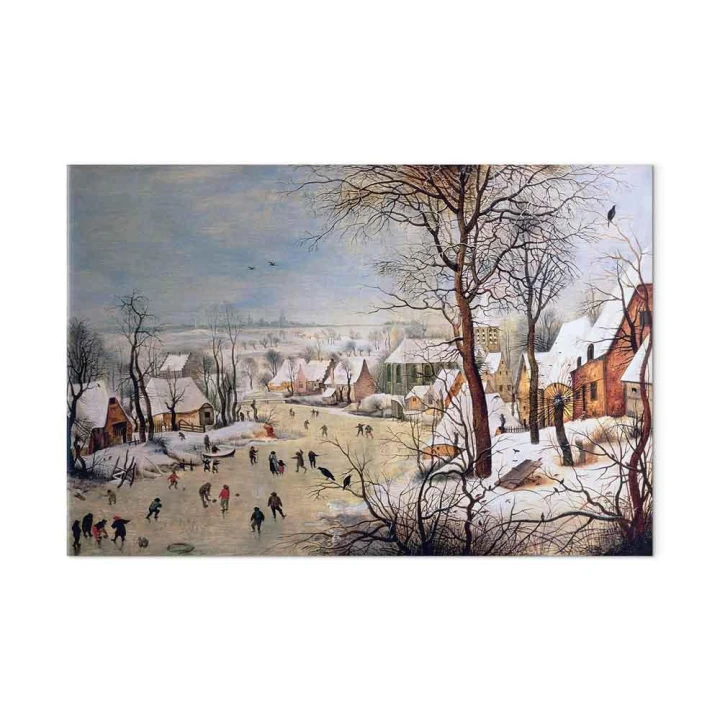 Obraz - Pieter Bruegel (starszy) – Zimowy pejzaż z łyżwiarzami i pułapką na ptaki