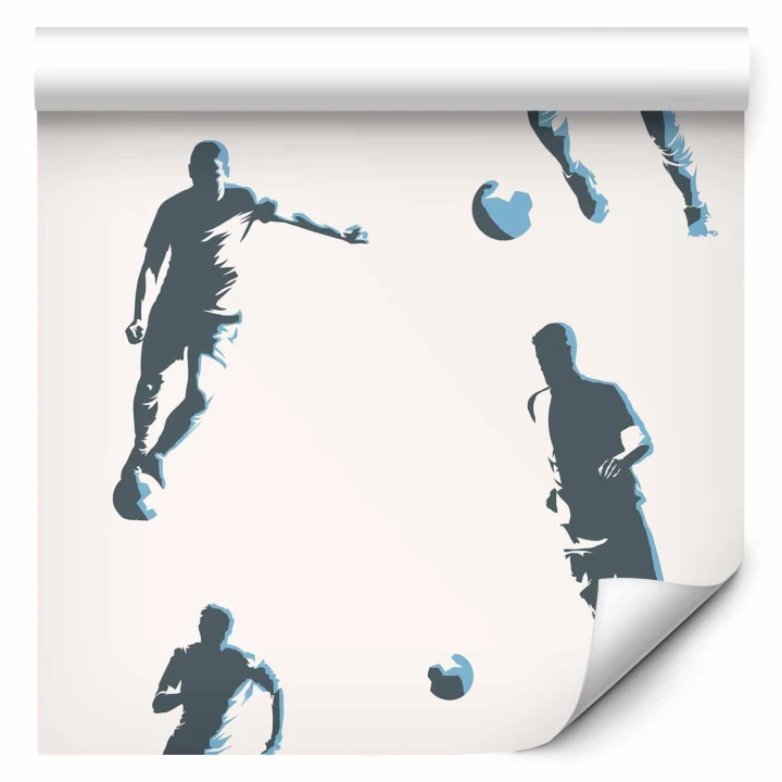 Tapeta - Futbolowe Postacie - Akcja i ruch w sylwetkach na jasnym tle