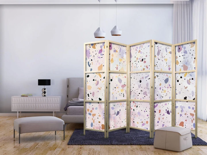 Parawan japoński - Lastriko w stylu confetti - fioletowo-różowy - kolorowy wzór