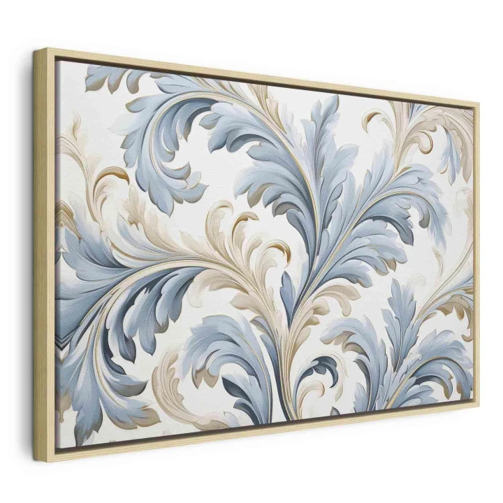 Obraz - Barokowe ornamenty w jasnej kremowo-niebieskiej kolorystyce