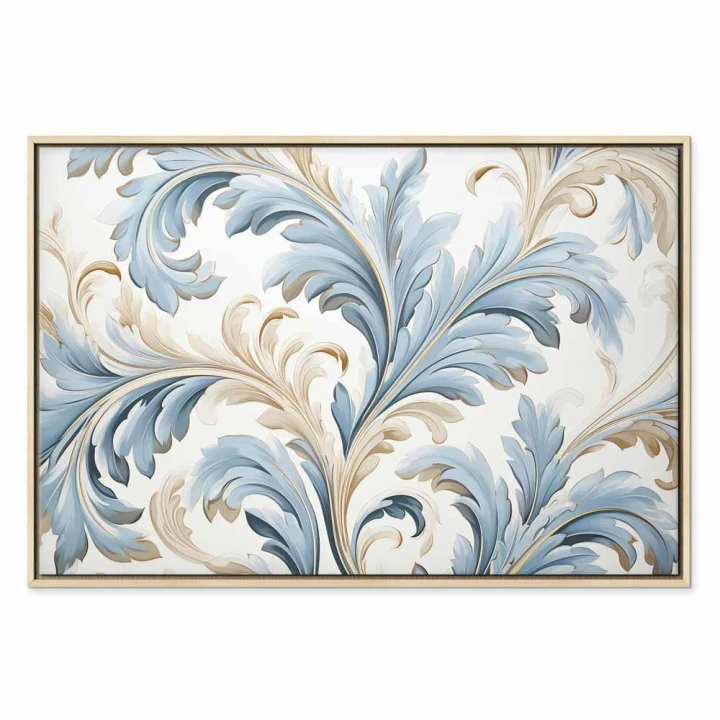 Obraz - Barokowe ornamenty w jasnej kremowo-niebieskiej kolorystyce