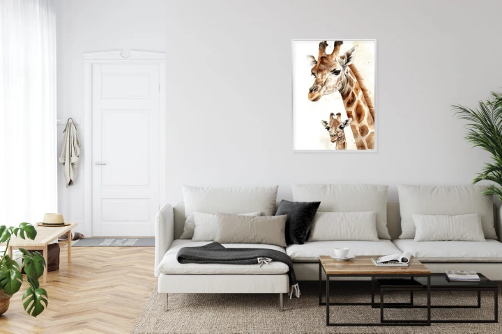 Plakat Mała Żyrafa Z Mamą
